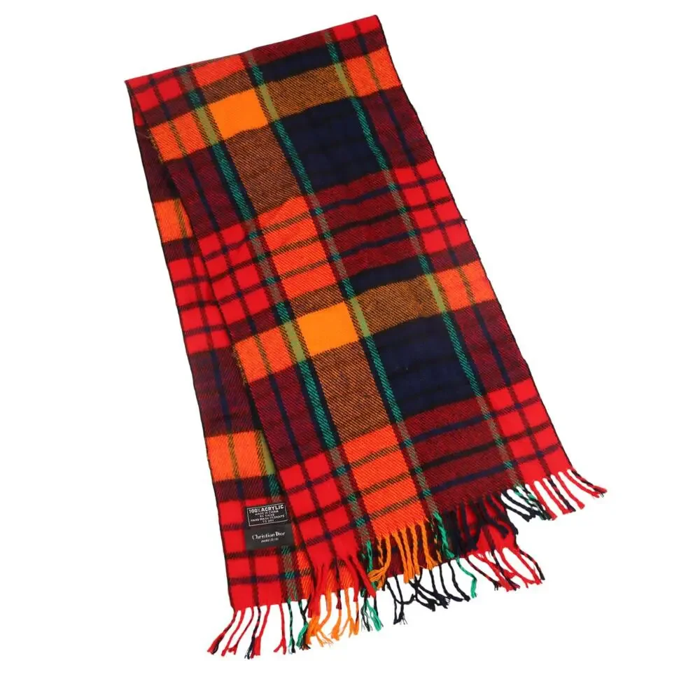 Vintage Christian Dior Plaid Scarf